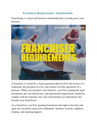 Franchise  Requirements-Sparkleminds