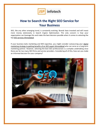 How to Search the Right SEO Service for Your Business