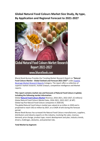Global Natural Food Colours Market Research Report 2021-2027