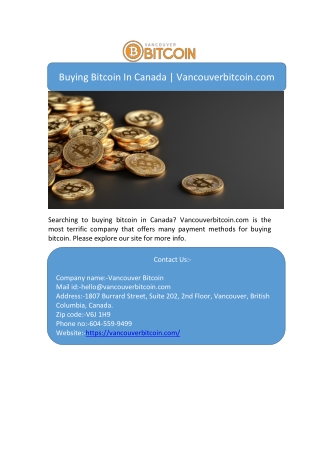 Buying Bitcoin In Canada | Vancouverbitcoin.com