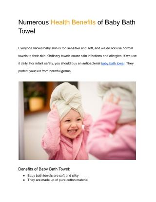Best Quality Baby Bath Towel for kids