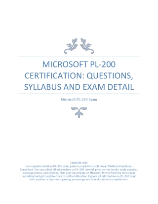 Microsoft PL-200 Certification: Questions, Syllabus and Exam Detail