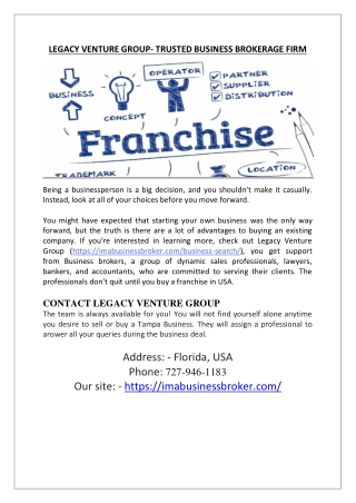 Buy franchise in USA