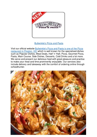 10% off - Bullwinkle's Pizza and Pasta Preston Menu,VIC