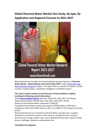Global Flavored Water Market Research Report 2021-2027
