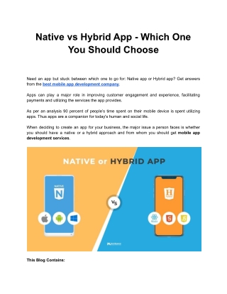 Everything About Native and Hybrid Apps..