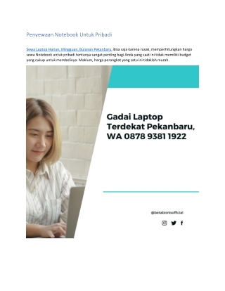 Berapa Harga Sewa Laptop Pekanbaru
