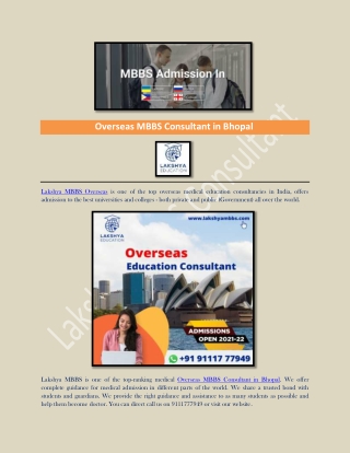 Study MBBS Abroad Consultants in Bhopal