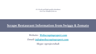 Scrape Restaurant Information from Swiggy & Zomato