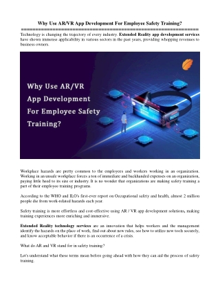 Why Use AR VR App Development For Employee Safety Training