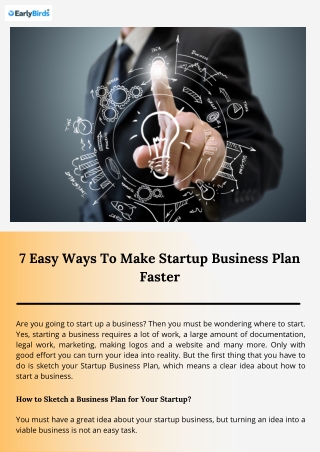 7 Easy Ways To Make Startup Business Plan Faster