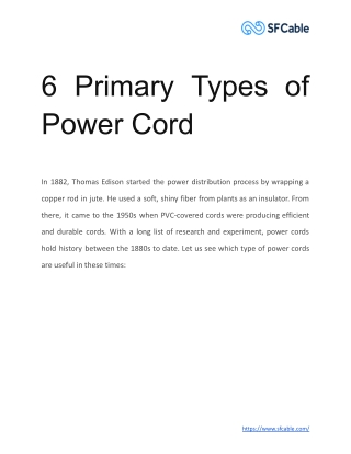 6 Primary Types of Power Cord