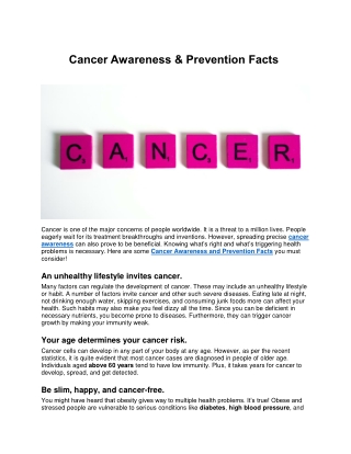 Cancer Awareness & Prevention Facts