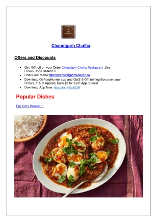 5% off - Chandigarh Chulha Menu Indian Restaurant St Albans, VIC