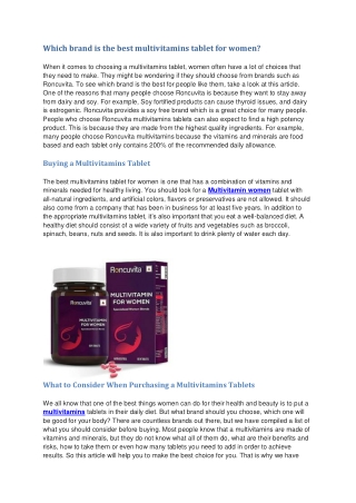 The Best Multivitamins Women Tablet In India?