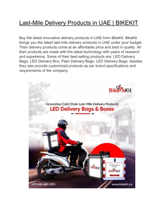 Last-Mile Delivery Products in UAE | BIKEKIT