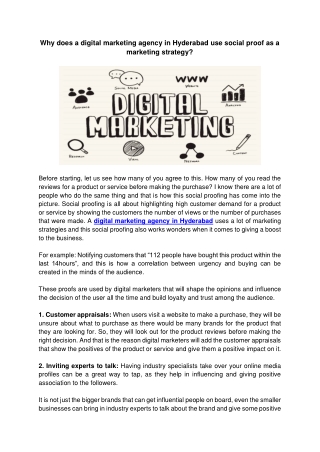 Why does a digital marketing agency in Hyderabad use social proof as a marketing strategy
