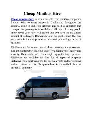 Cheap Minibus Hire