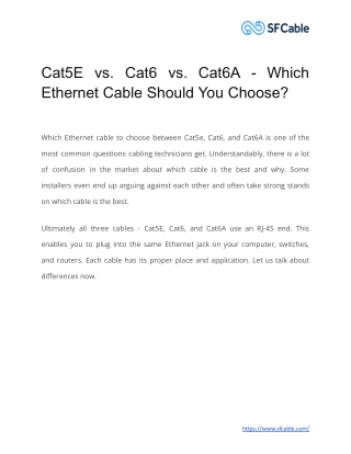 Cat5E vs. Cat6 vs. Cat6A - Which Ethernet Cable Should You Choose_