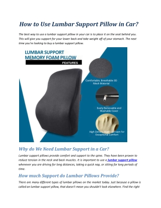 How to Use Lumbar Support Pillow in Car?