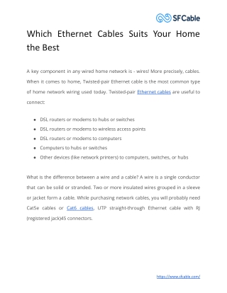 Which Ethernet Cables Suits Your Home the Best