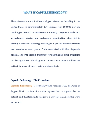 WHAT IS CAPSULE ENDOSCOPY