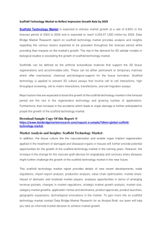 Scaffold Technology Market to Reflect Impressive Growth Rate by 2029
