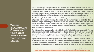 Three Blackmagic Cameras to Take Your Production to the Next Level