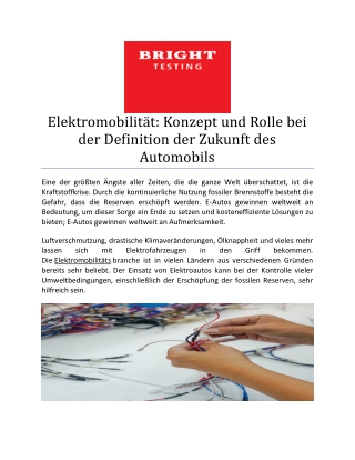 Elektromobilität: Konzept und Rolle bei der Definition der Zukunft des Automobil