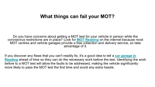 What things can fail your MOT_