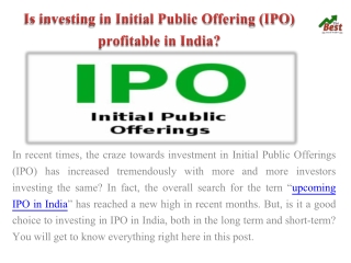 investing in Initial Public Offering (IPO) profitable in India