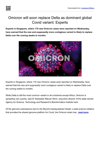 Omicron will soon replace Delta as dominant global Covid variant_Experts