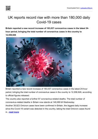 UK reports record rise with more than 180,000 daily Covid-19 cases