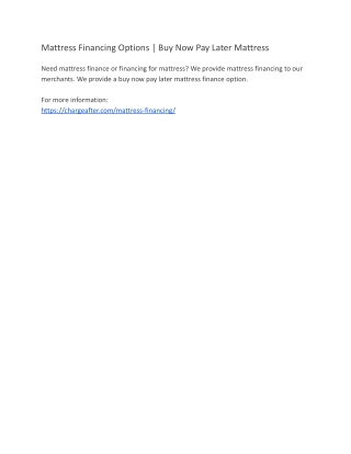 Mattress Financing Options | Buy Now Pay Later Mattress