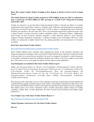 Know How Smart Textiles Market