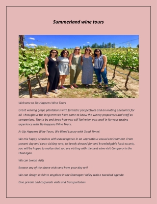 Summerland wine tours