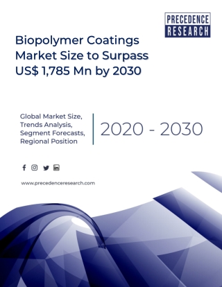 Biopolymer Coatings Market Size, Industry Trends, Share and Forecast 2021-2030
