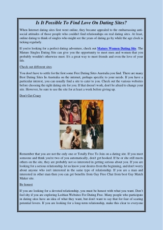 Is It Possible To Find Love On Dating Sites