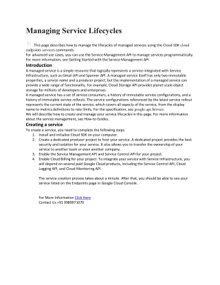 Managing Service Lifecycles