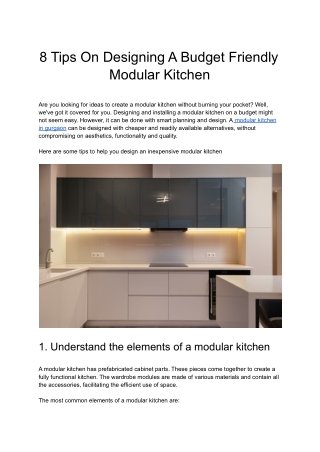 8 Tips On Designing A Budget Friendly Modular Kitchen