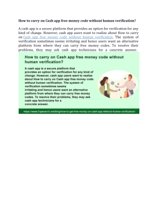 How to carry on Cash app free money code without human verification?
