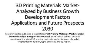 3D Printing Materials Market