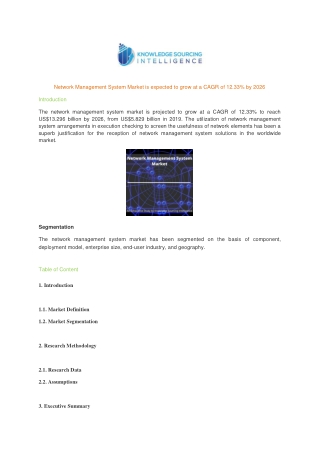 Network Management System Market is expected to grow at a CAGR of 12.33% by 2026