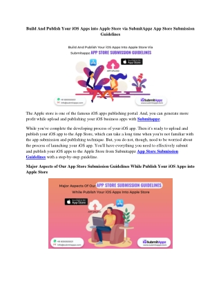 Build And Publish Your iOS Apps into Apple Store via SubmitAppz App Store Submission Guidelines