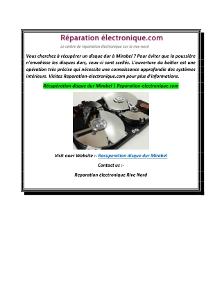 Récupération disque dur Mirabel  Reparation-electronique.com