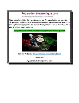 Récupération de doonées Terrebonne  Reparation-electronique.com