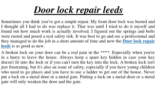 Door lock repair leeds