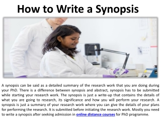 Write a Ph.D. Research Synopsis