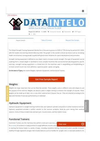 Strength Training Equipment Sales Market Research Report 2020-2028