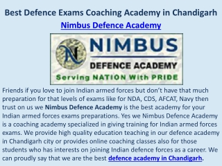 Best Defence Exams Coaching Academy in Chandigarh